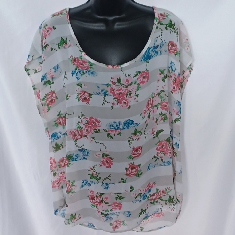 Torrid Sheer Floral Button Back Top Plus Size